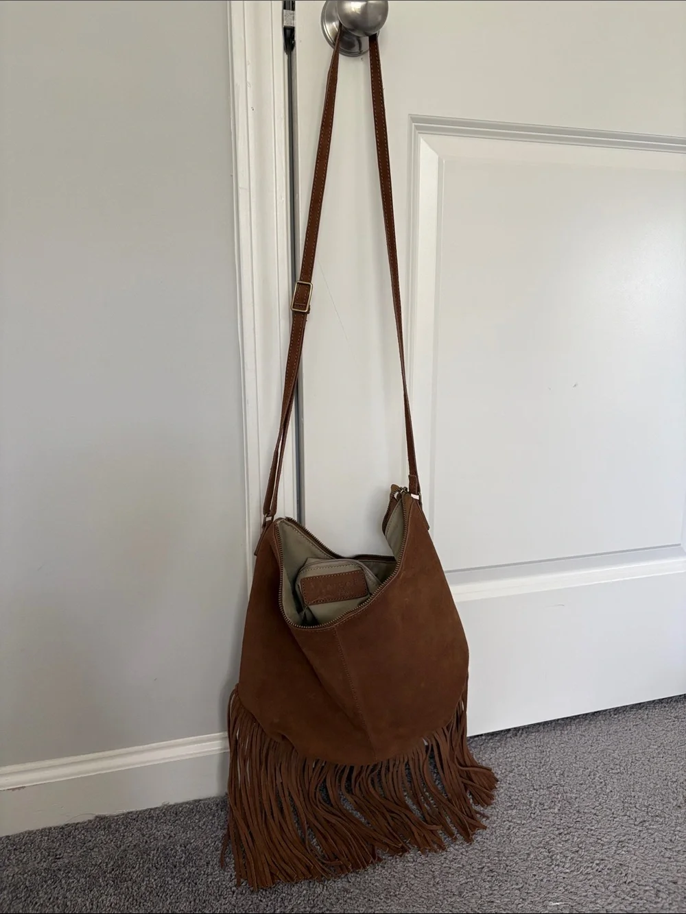 Margot Suede Leather Chic Fringe Hobo